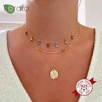 colorful crystal choker collar 925 sterling silver charming chain chokers water drop cz bohemian necklace for women