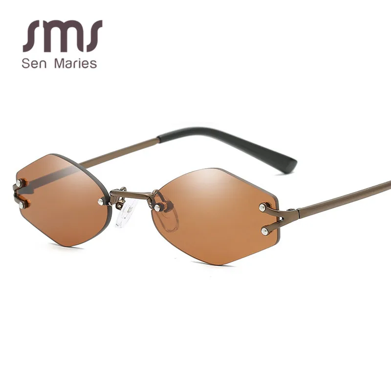 Модные женские солнцезащитные очки без оправы новые брендовые зеркальные