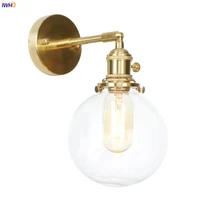 iwhd nordic copper modern wall lamp bedroom cafe bar bathroom mirror light glass ball wall lights for home lighting luminaire
