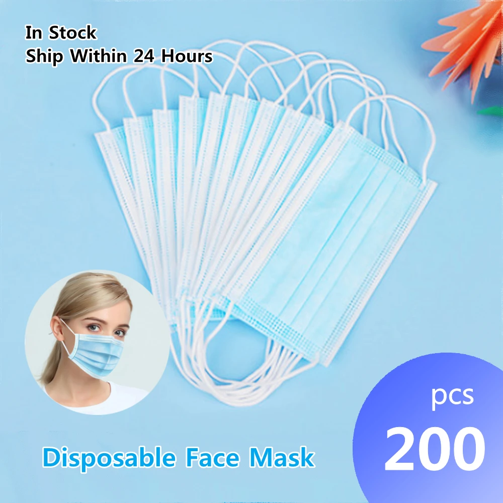 

10-200PCS Mask Disposable Nonwove 3 Layer Ply Filter Mask mouth Face mask filter safe Breathable Protective masks