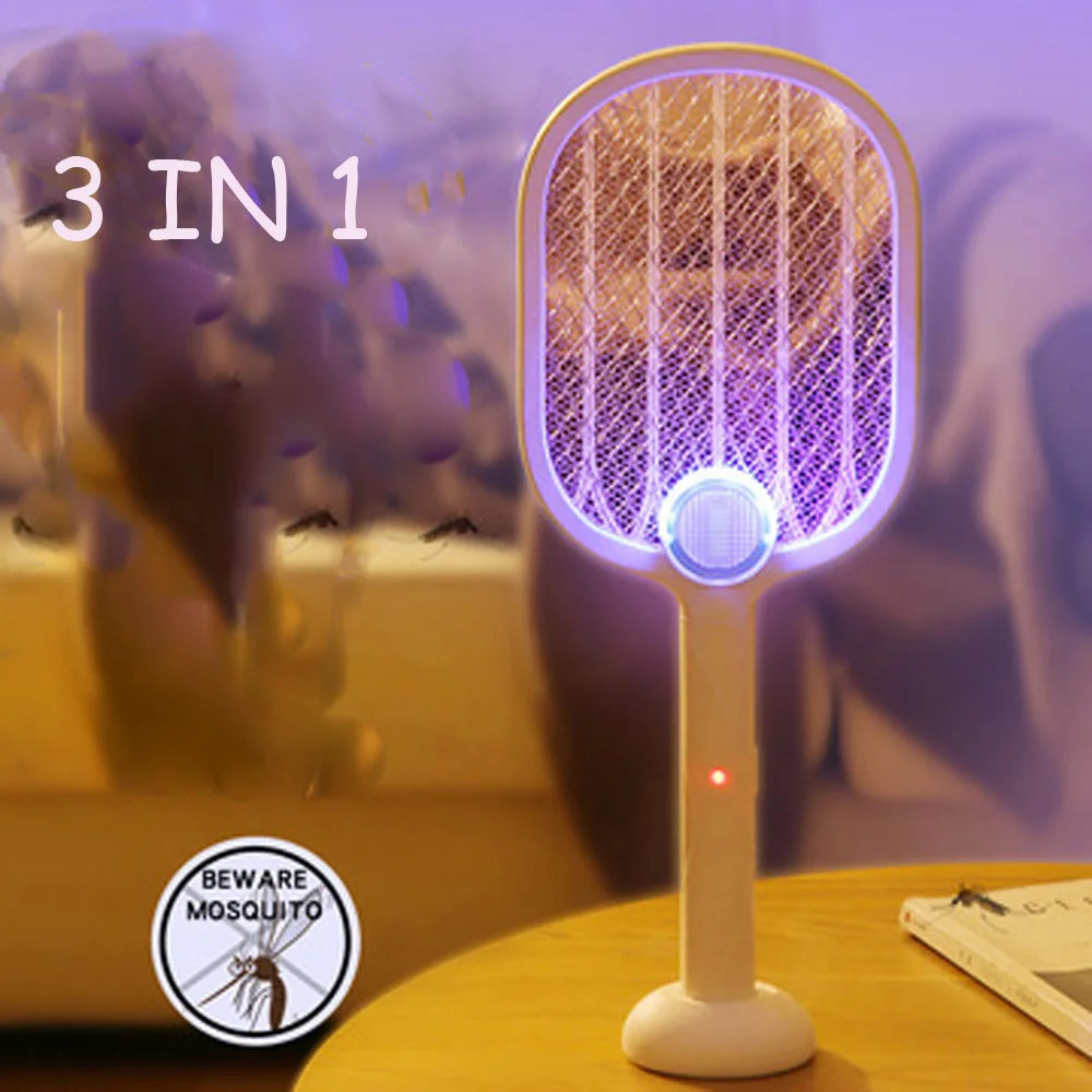 

three-in-One Trap Mosquito Killer Lamp 3000V Electric Bug Zapper USB Rechargeable Summer Fly Swatter Trap Flies Insect