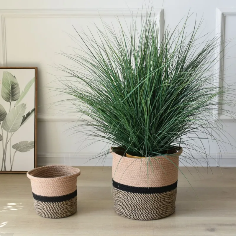 

Cotton Rope Woven Flower Pot Circular Storage Basket Home Hanging Decoration Storage Boxes Garden Planter Laundry Baskets V