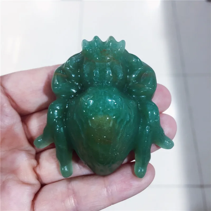 Натуральный зеленый авантюрин хрустальный камень паук ручная работа фигурка