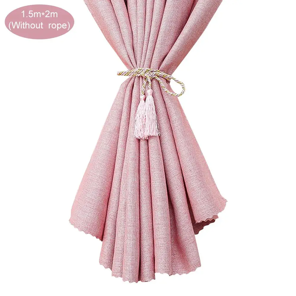 Однотонная штора из хлопка и льна в современном стиле с термоизоляцией