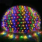 Рождественские гирлянды, Рождественская светодиодная гирлянда, Рождественская гирлянда с сеткой, сказочное Рождественское украшение для вечеринки, сада, свадьбы, гирлянда-занавеска, 6 х4 м, 672 светодиодов