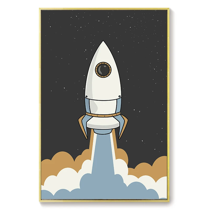 

Cartoon Astronaut Rocket Starry Sky Moon Wall Art Decoration Children's Room Kindergarten Decoration Poster Home Life Decoration