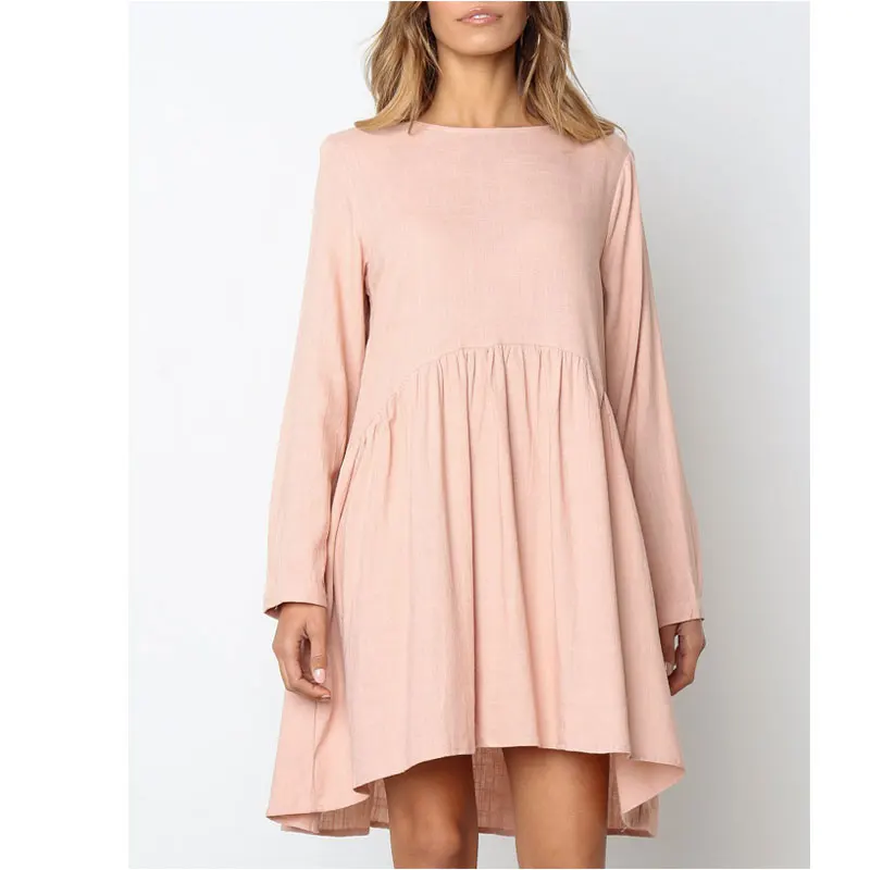 

Casual Women 's Dress Spring Summer 2020 New Cute O-Neck Long Sleeve Dress Elegant Loose Large Lady Beach Dresses Party Dress