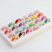 new fashion candy color enamal cz initials alphabet diy name rings for women classic jewelry engagement letter rings
