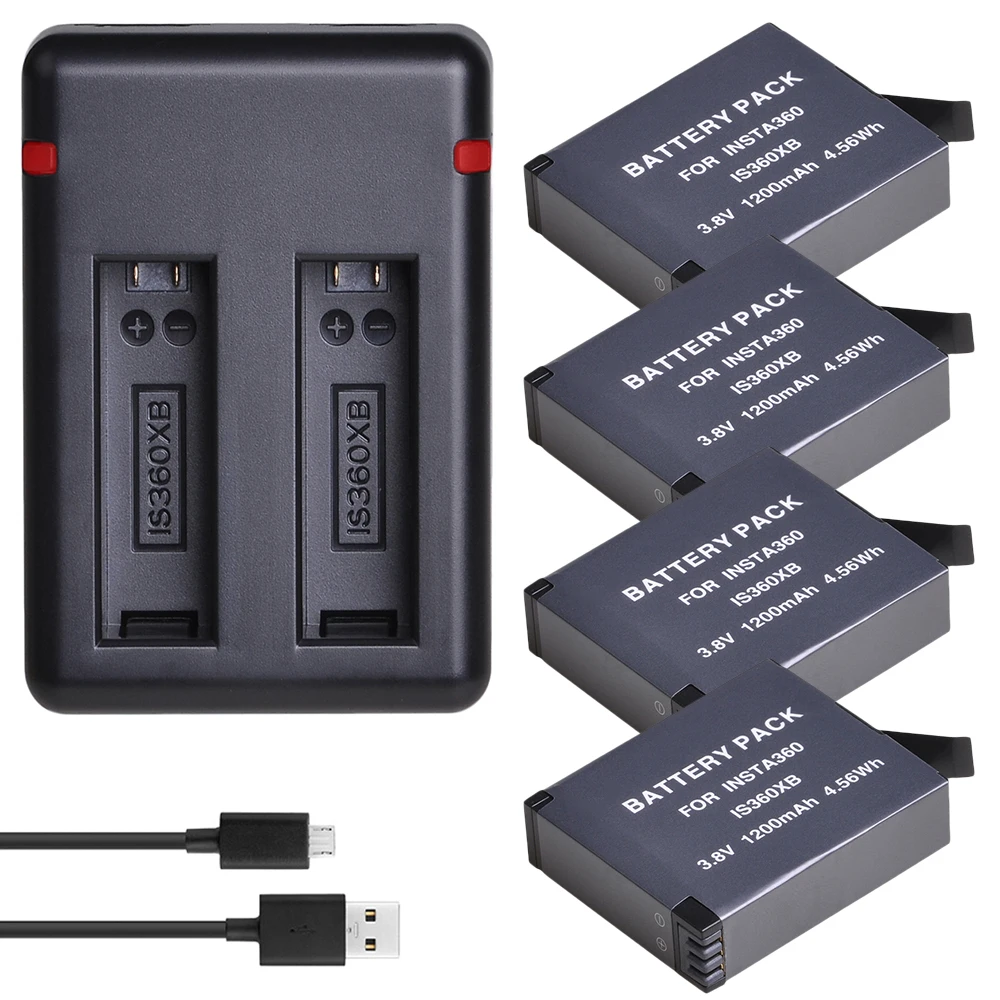 4 шт. 1200 мАч один аккумулятор + двойное зарядное устройство USB с портом Type C для