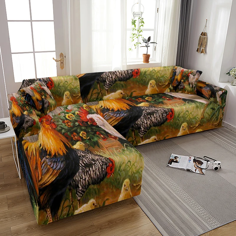 

Cute Animal Wolf Deer Rooster Slipcovers Cushion Cover Stretch Sofa Towel Corner Sofa Covers for Living Room Big Sofas Sofa