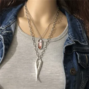 Ожерелье женское с крупным сердцем и цепочкой, LOW0028AN