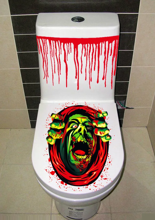 Наклейки на тему Хэллоуина страшная мышь и паук череп наклейки туалет украшения