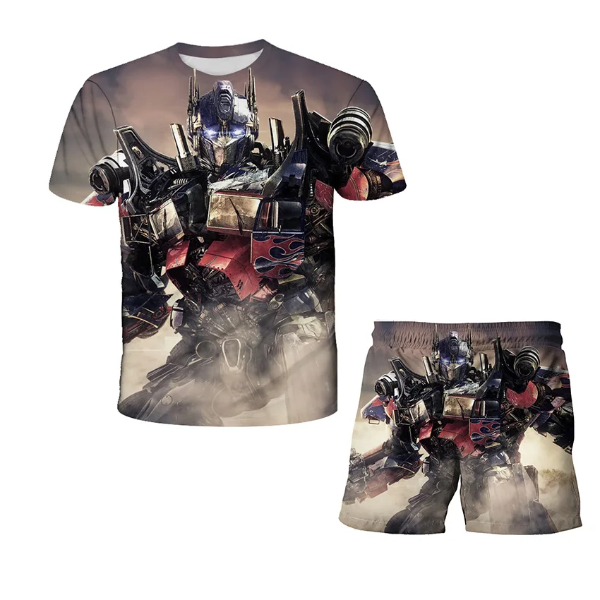 

New Transformers 3D costume Boy Suit Girl Summer Clothes Optimus Prime Suit Street Cool Kids Clothes Child tracksuit Girl set