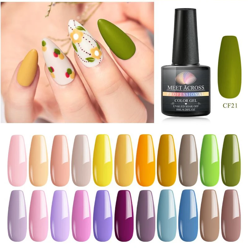 

MEET ACROSS 8ml UV Gel Nail Polish Purple Green Color Gel Soak Off UV Gel Varnish Color Nail Gel Polish DIY Nail Art Lacquer