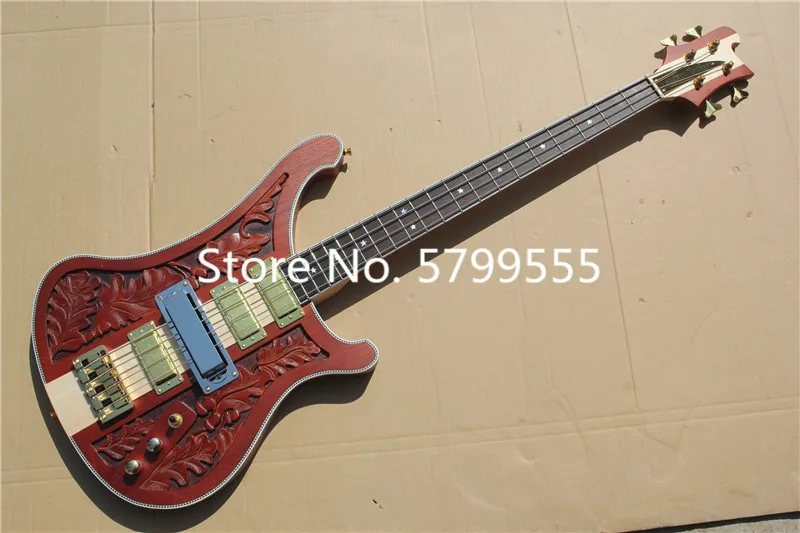 

Factory custom Rickenback bass 4 strings Neck through body 4strings electric bass carve top musical instument shop