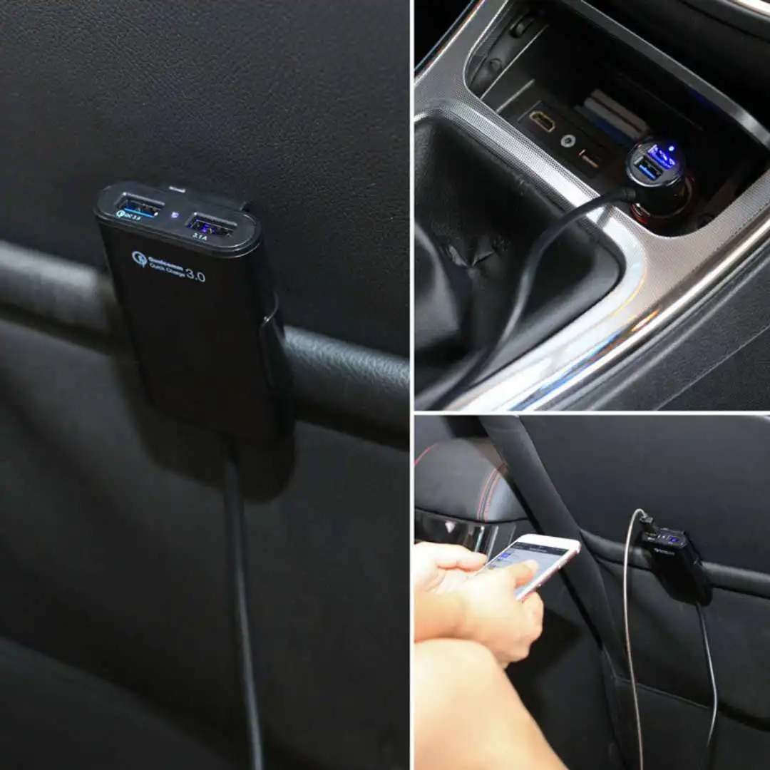 QC3.0 автомобильное зарядное устройство 1 в 4 USB для заднего сиденья быстрая зарядка