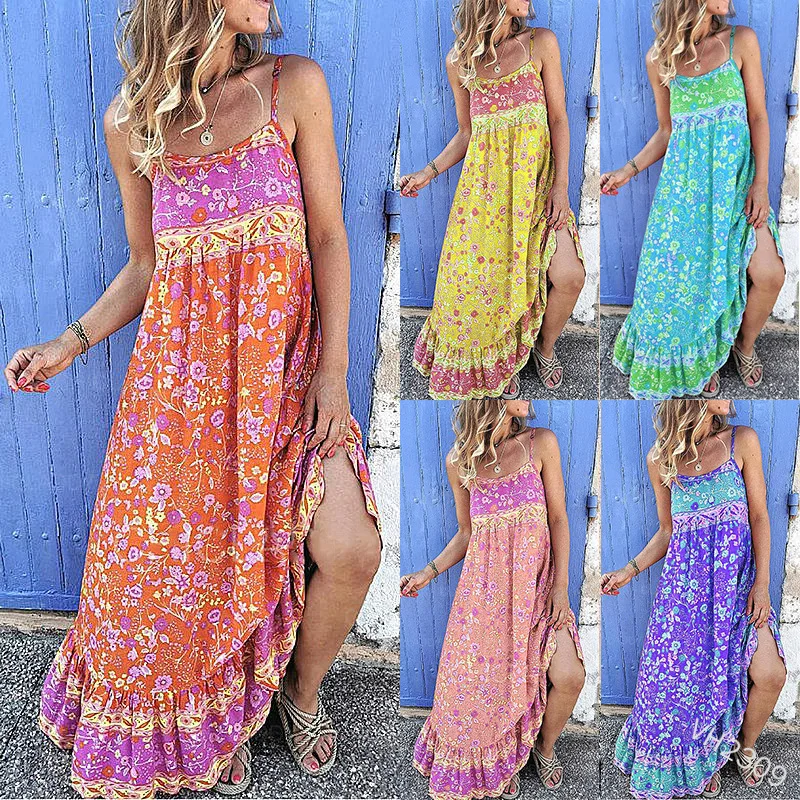 Женское асимметричное платье-макси WEPBEL Длинное свободное платье до щиколотки с