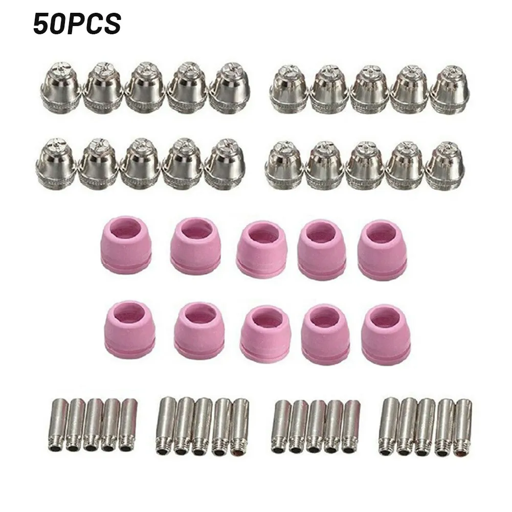 

50pcs Plasma Cutter Torch Consumables Electrode Tips Nozzles Kit For AG-60 SG-55 WSD-60 Plasma Cutter Welding Tools