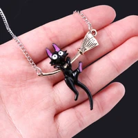 midy kikis delivery service black cat necklace women miyazaki hayao anime cut animals pendants necklace lady jewelry gift