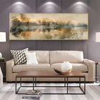 Холст с HD-печатью, живопись, чернильная живопись, пейзаж, плакаты и принты, настенное искусство, деревья и озера, картины для декора гостиной