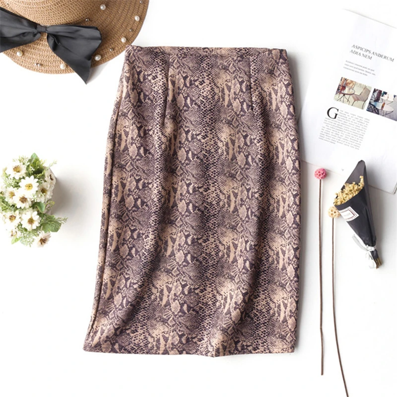 Новая Ретро леопардовая Рабочая Юбка Модная высокая талия тонкая Корейская