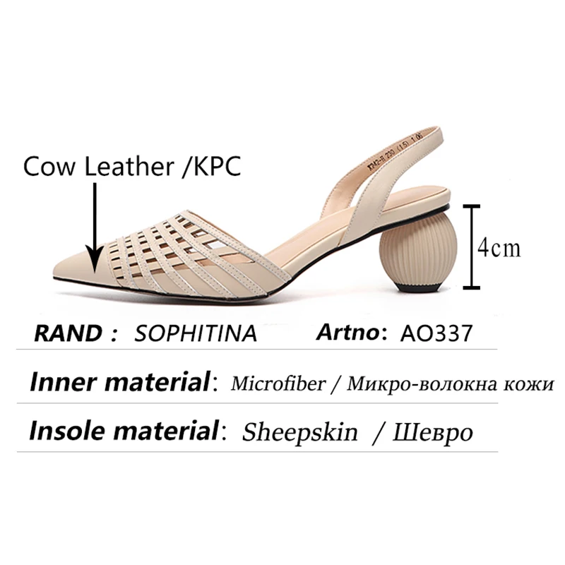 

SOPHITINA Summer Women's Sandals Cow Leather Hollow Design Pointed Toe Female Shoes Special-shaped Heel Fashion Lady Shoes AO337