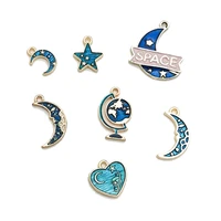 xuqian top seller alloy drip glaze glitter moon and star shape pendants with 10pcs for making bracelet p0030