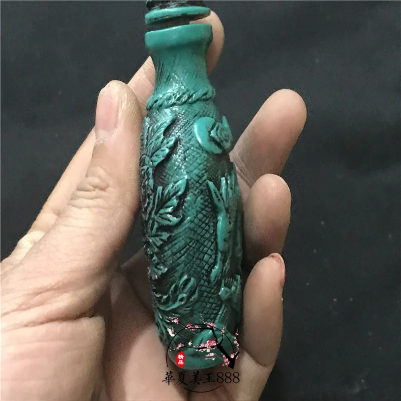 

Antique ornament Turquoise snuff bottle home decoration office creative rabbit