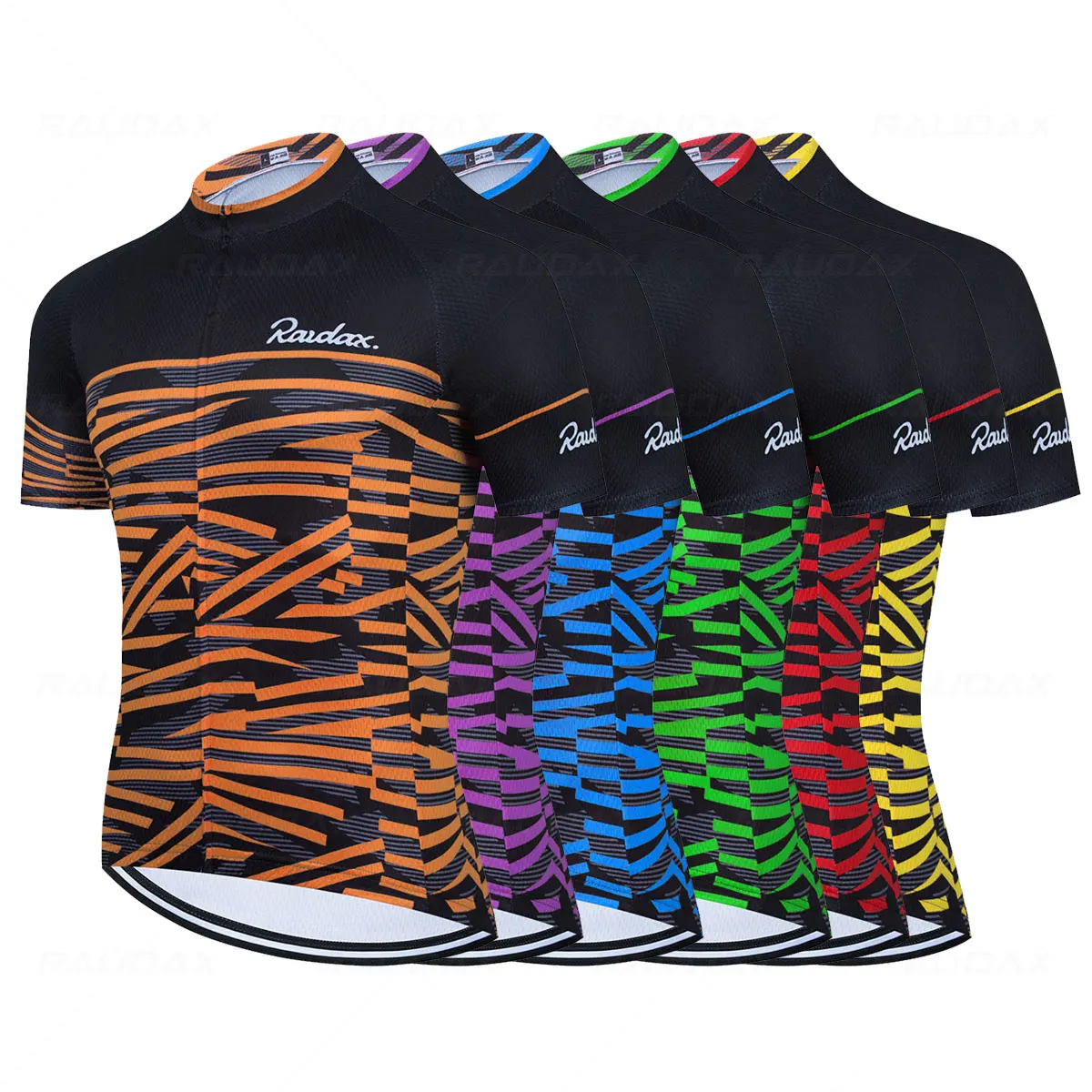 

Raudax Men Cycling Jersey 2021Summer Shortsleeve MTB Road Bike Jersey Stripe Breathable Mountain Bicycle Jersey Maillot Ciclismo