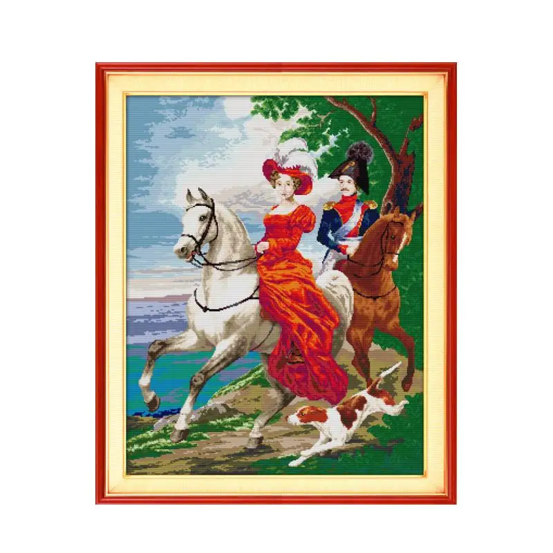 Набор для вышивки крестиком Knight couples kit aida 14ct 11ct на холсте вышивка ручной работы