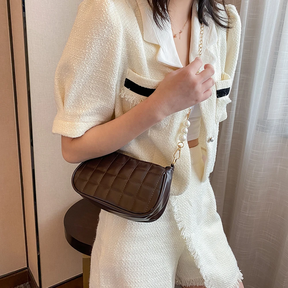 

Fashion Women Lattice Pattern Crossbody Messenger Shoulder Bag Laides Casual Chain Zipper Tote Handbag