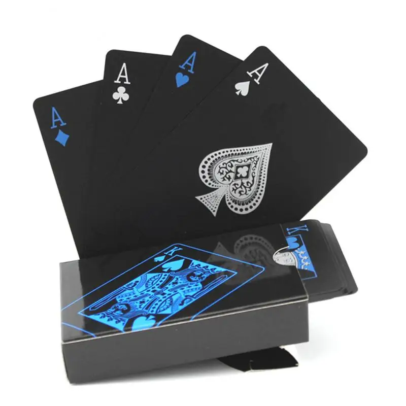 

54pcs PVC Poker Waterproof Black Playing Cards Set Box-packed Plastic Playing Cards Classic Fantasy Tricks Tool Poker Games