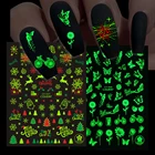 Светящиеся наклейки в виде листьев бабочки для ногтей флуоресцентные цветочные солнцезащитные ползунки для ногтей очаровательные Светящиеся в темноте наклейки для маникюра BECY-019