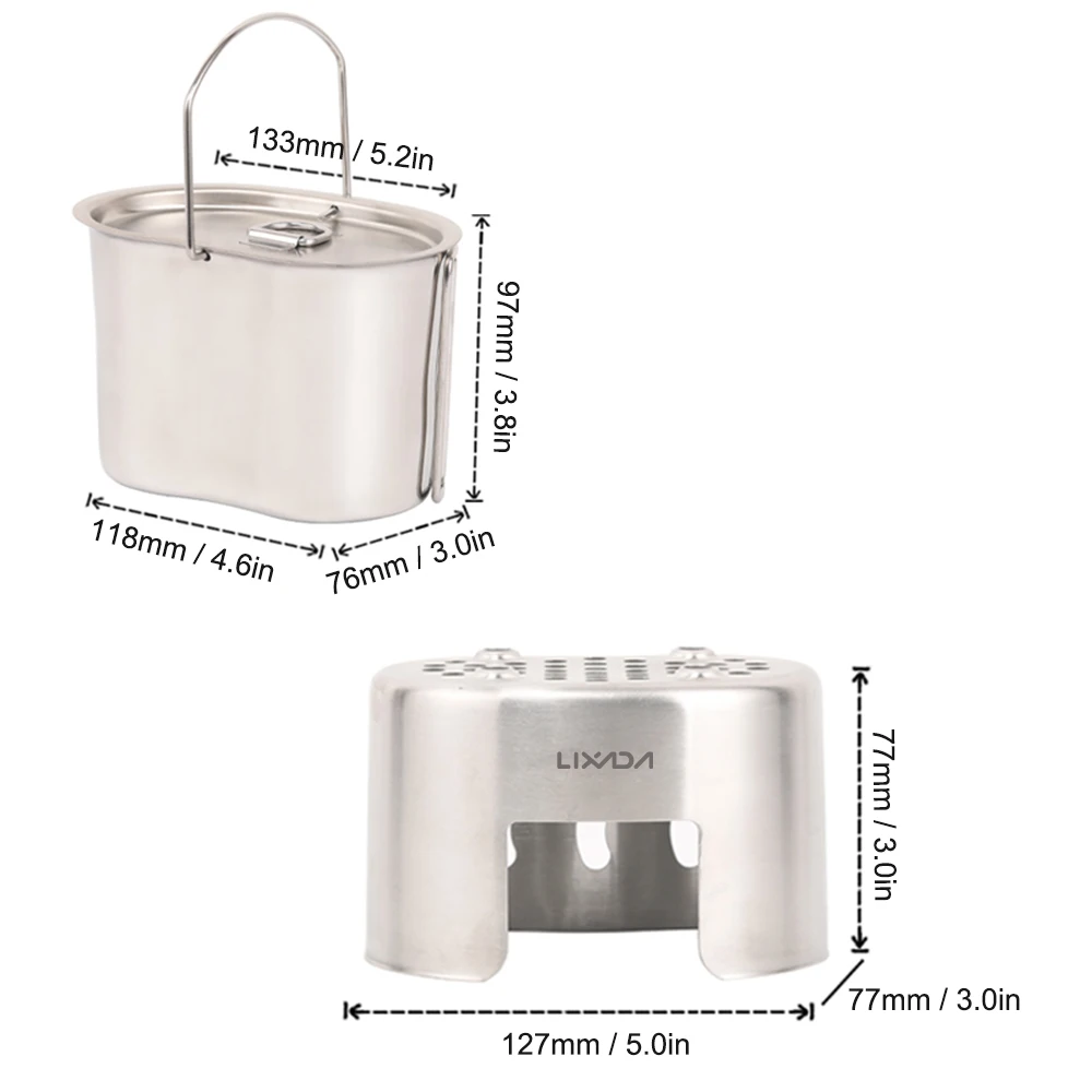 Lixada кухонная посуда для кемпинга из нержавеющей стали чашка столовой подвесной