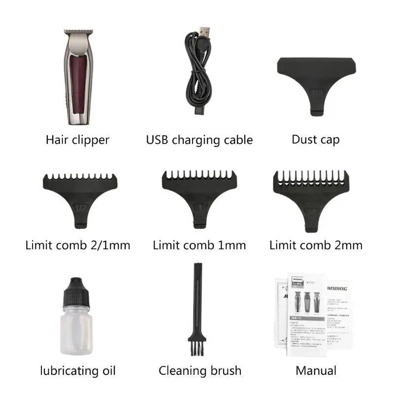 

Electric Hair Clipper Oil Head Engraving Shaver USB Trimmer with 3 Limit Combs