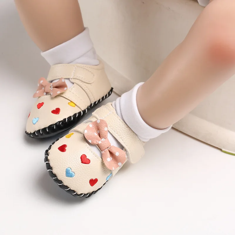 Обувь для малышей девочек с цветочным рисунком из искусственной кожи бантом на