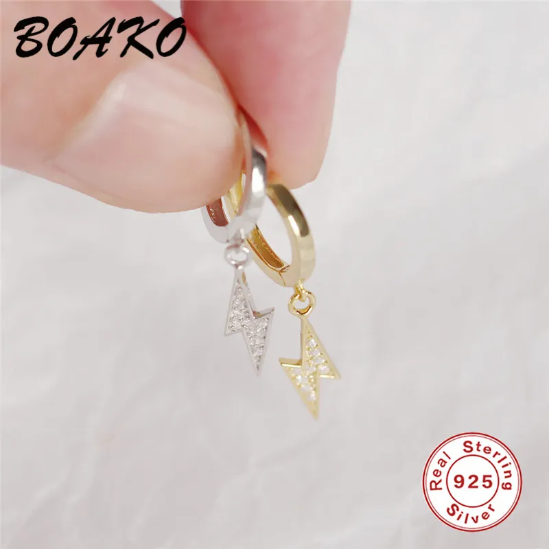 BOAKO модные простые серьги-гвоздики подвеска с молнией 925 серебряные серьги для женщин ювелирные изделия Крошечные Хрустальные Серьги