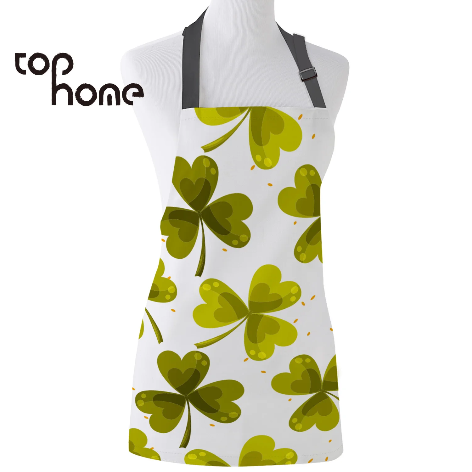 

Tophome Kitchen Apron Yellow Green Clover Printed Adjustable Sleeveless Canvas Aprons for Men Women Kids Home Cleaning Tools