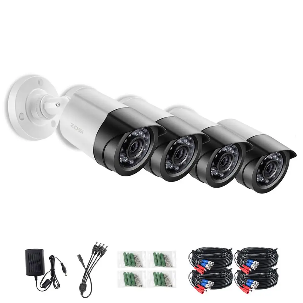 Off White ZOSI 4 шт. HD 1080P TVI CCTV Bullet видео камера 1MP CCTV Камера Безопасности ИК Крытый Открытый IP66 - Цвет: Off White