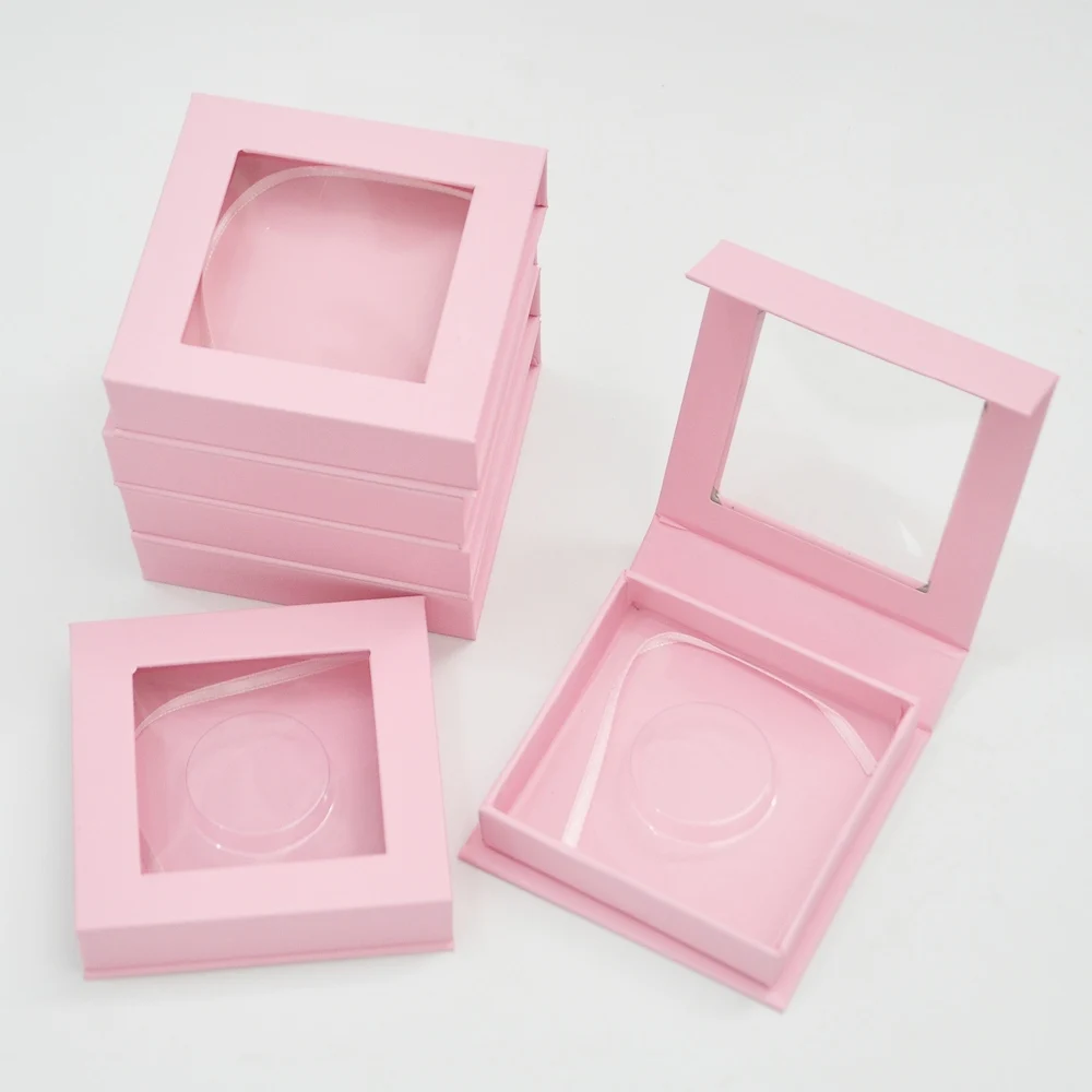 

Wholesale eyelash packaging box lash boxes package custom square light pink mink lashes makeup case bulk vendors fast shipping