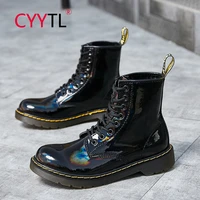 cyytl 2021 fashion four seasons mens boots outdoor casual motorcycle glossy shoes military ankle couple trendy tactical botas