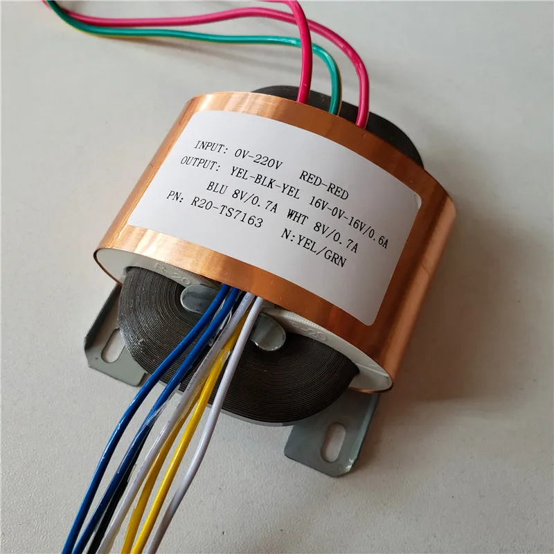 16V-0-16V 0.6A 8V 0.7A 8V 0.7A трансформатор R Core R20 заказной трансформатор 115 V/115 V 30VA медный ЦАП Предварительный усилитель HIFI декодер - Цвет: R20-TS7163