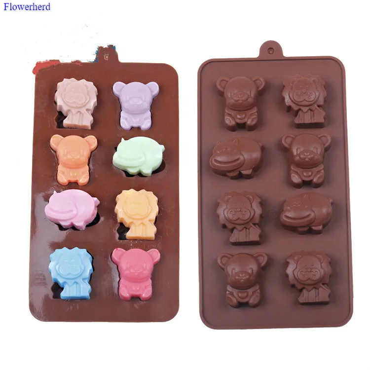 Силиконовая форма для торта 8 цветов Лев медведь бегемот помадка инструменты