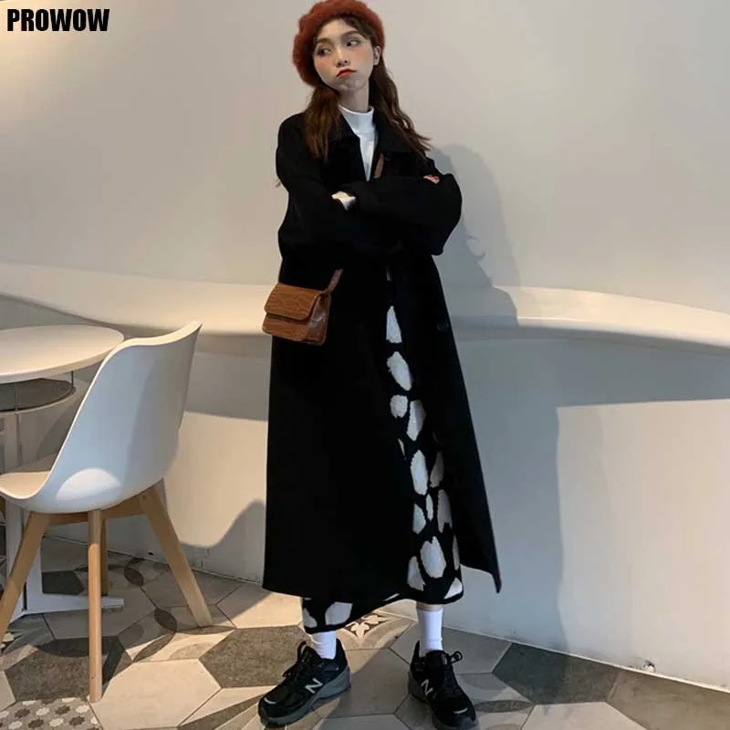 

One-Piece Women Plus Size Woolen Coat 2020 Autumn Winter Long Sleeve New Fashion Korean Cardigan And Overcoat Vintage Lady Coats