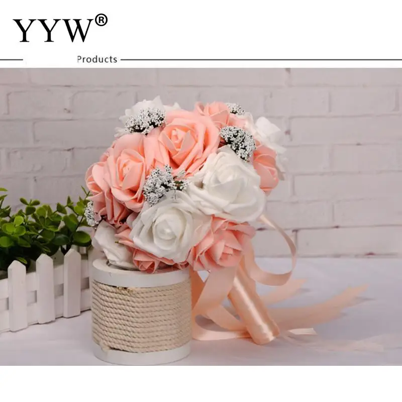 

Wedding Bouquet Decor Foam Rose Artificial Flowers Rose Flower Hand Bouquet Bridal For Wedding Decoration Artificial Decorations