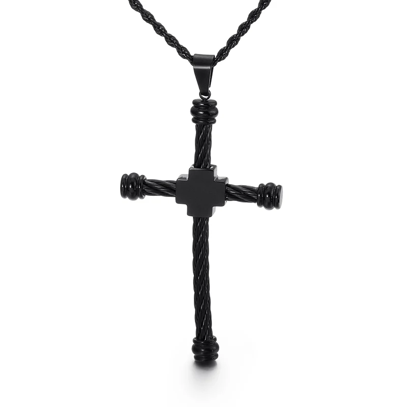 Stainless Wire Rope Cross Pendant Necklace For Men Women Fashion Jewelry Stainless Wire Rope Cross Pendant Necklace For Men Women Fashion Jewelry