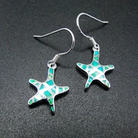sea animal jewelry green opal starfish earrings 925 sterling silver jewelry womens dangle drop earrings for gift