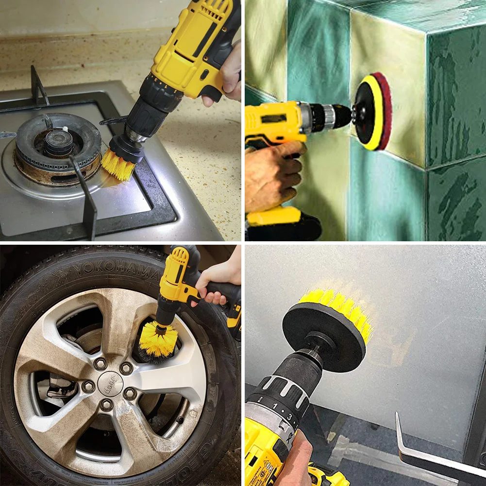 

6 Pcs/set Power Drill Attachment Scrubber Brush Set Home Rotating Floor Accessary Multifunctional Cleaning Kit Sponge Cordless