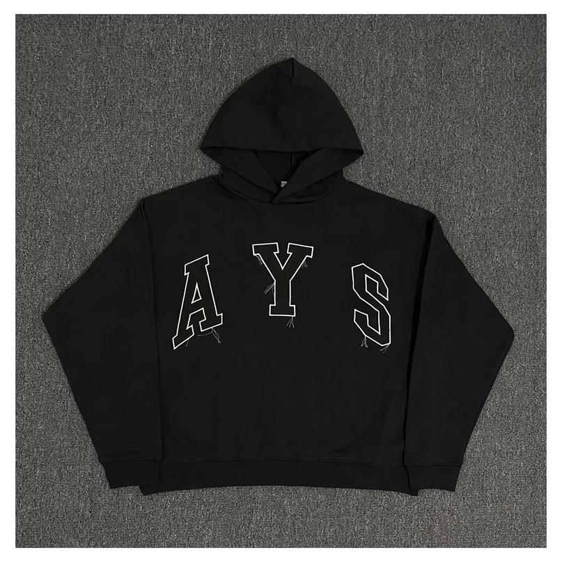

2021 New Askyurself Hoodie Men Women Casual Loose Retro AYS Embroidered Big Logo Sweatshirts Hip Hop High Street Terry Pullovers