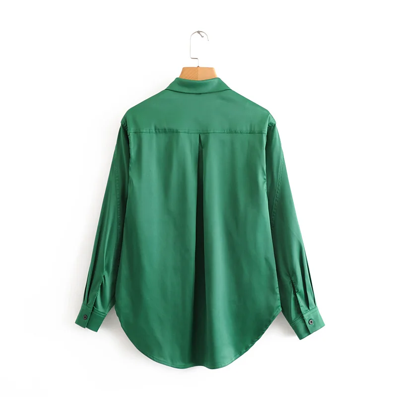 Za 2020 модная женская блузка зеленая из кусков с одной грудью простой